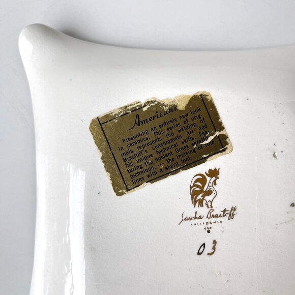 Vintage MCM Mid Century Sascha Brastoff Black Floral Ceramic Square Dish - Picture 6 of 6